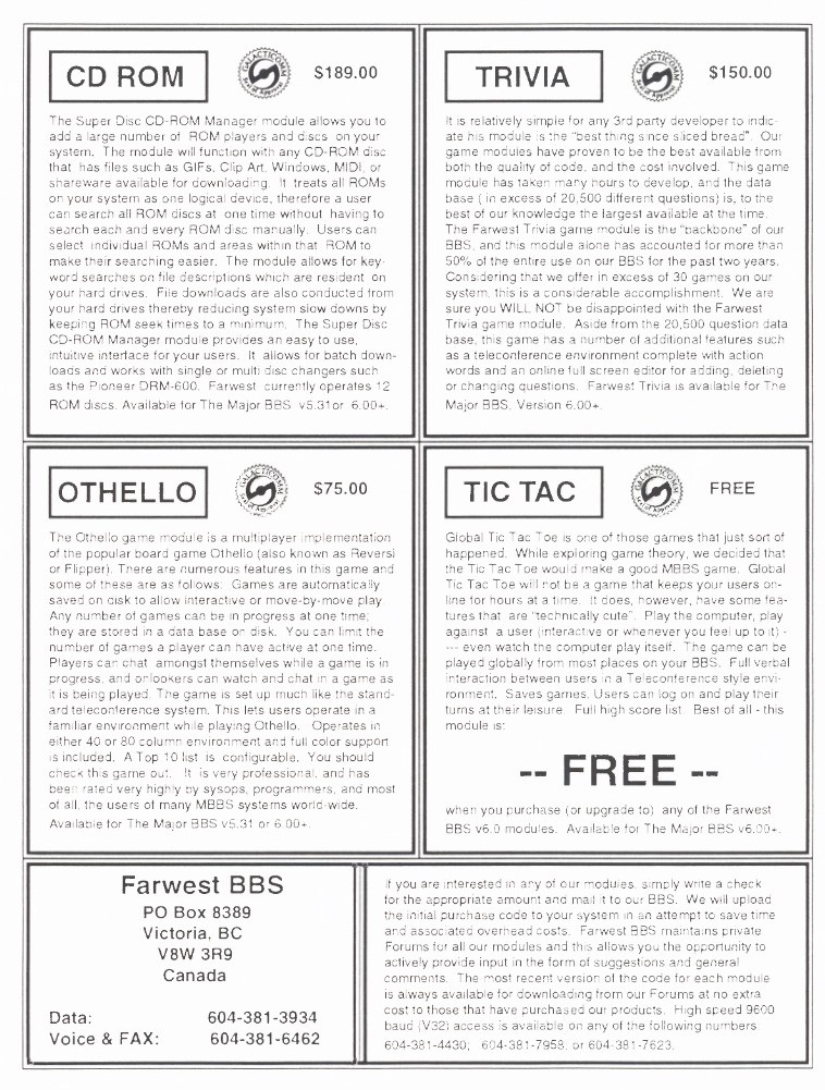 Farwest BBS Advertisement from Major News Farwest BBS Advertisement from Major News