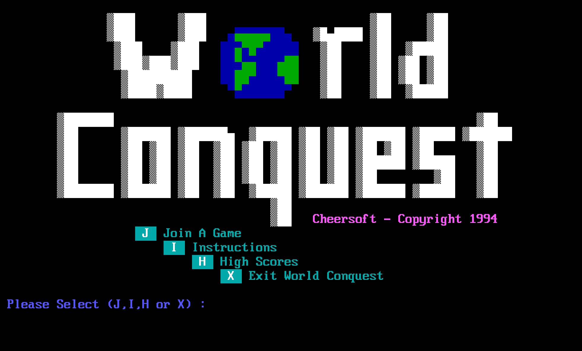 World Conquest intro screen