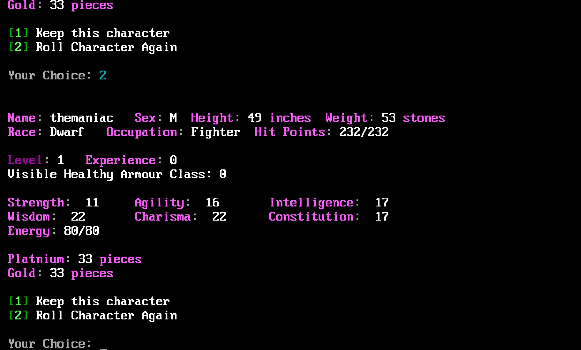 The Lost Caverns of Miczyk character creation The Lost Caverns of Miczyk character creation
