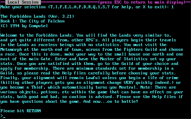 The Forbidden Lands Book I welcome screen The Forbidden Lands Book I welcome screen