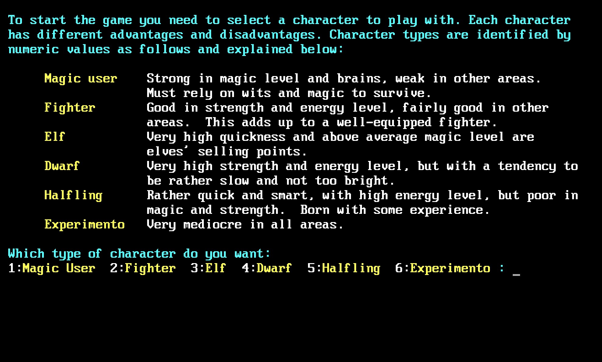 Phantasia character creation class Phantasia character creation class