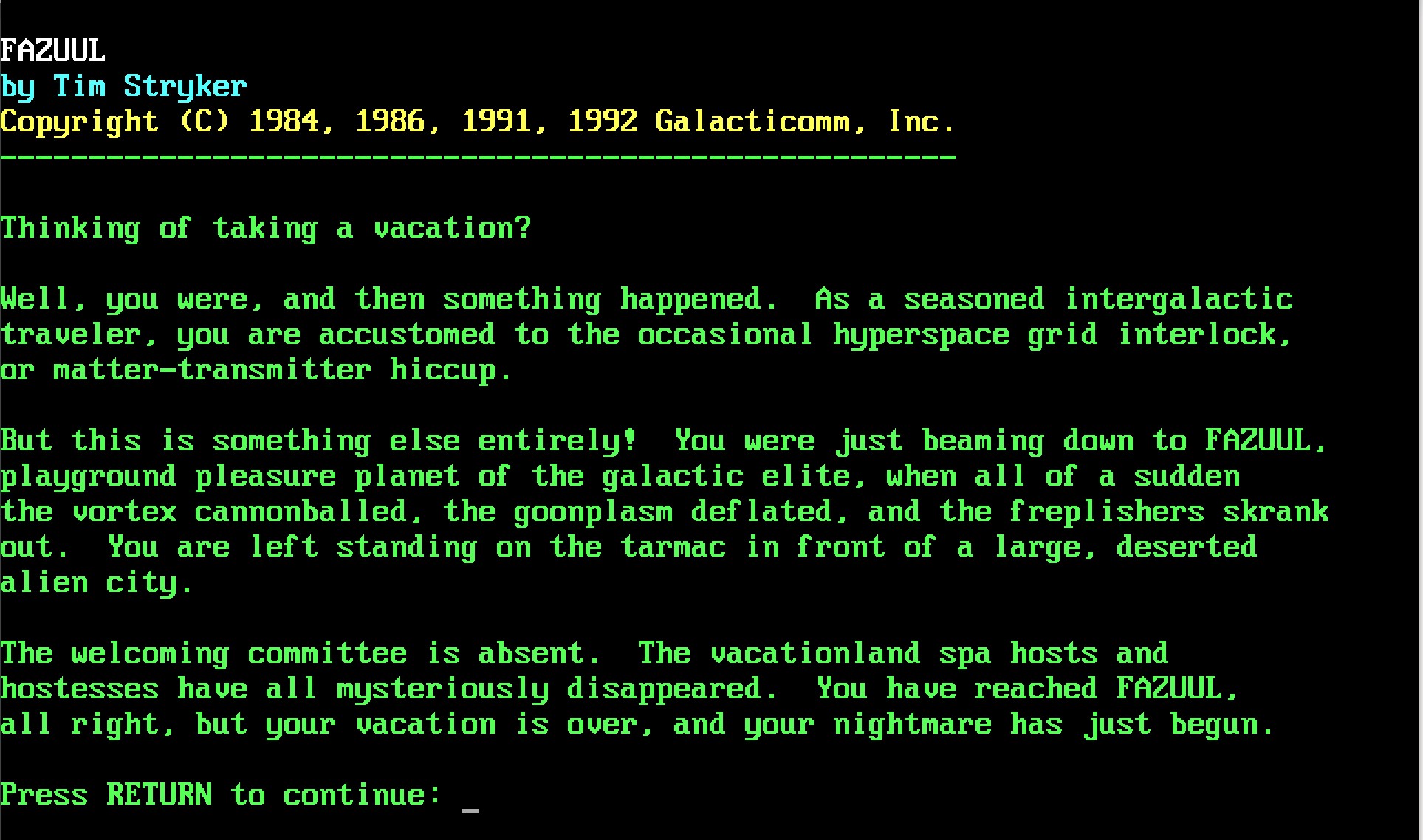 Fazuul welcome screen Fazuul welcome screen