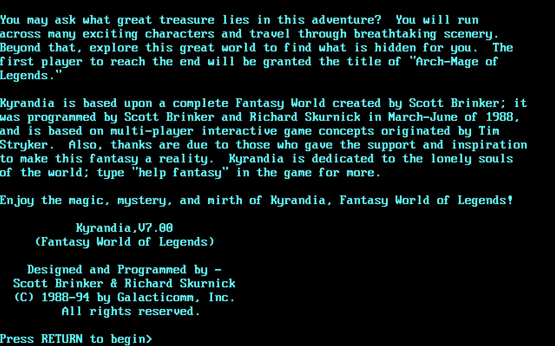 Kyrandia welcome screen Kyrandia welcome screen