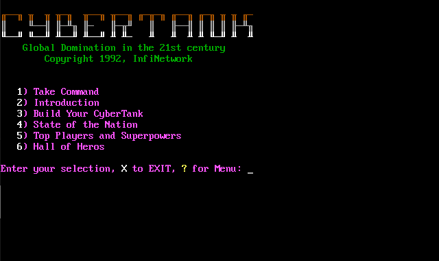 Cybertank menu Cybertank menu