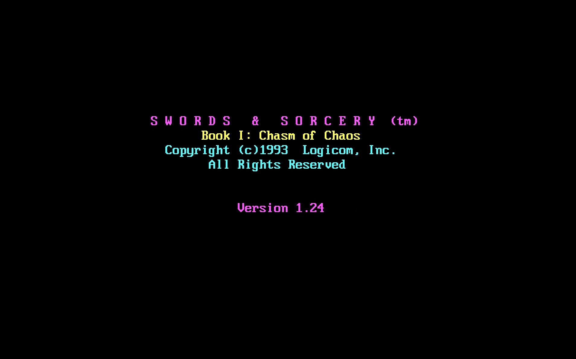 Swords & Sorcery intro screen Swords & Sorcery intro screen