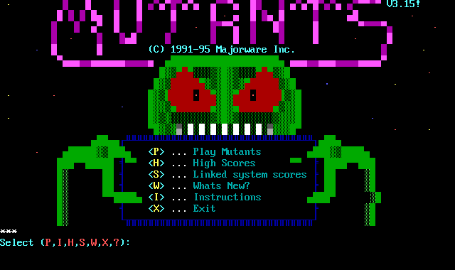 Mutants! menu Mutants! menu